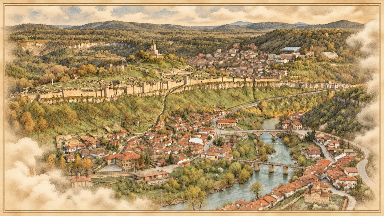 Царевец и река Янтра – панорама